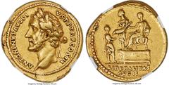 Ancients Roman Imperial Antoninus Pius, as Augustus (AD 138-161). AV aureus (20mm, 7.20 gm, 6h). NGC Choice VF 5/5 - 3/5, edge marks. Rome, AD 140-143. ANTONINVS AVG PI-VS P P TR P COS III, laureate h