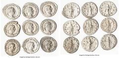 Ancients Ancient Lots ANCIENT LOTS Roman Imperial. Trebonianus Gallus (AD 251-253). Lot of nine (9) AR antoniniani. VF-XF. Includes: Nine AR antoniniani of Trebonianus Gallus, various types. Total of 