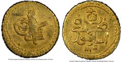 Islamic Dynasties Ottoman Empire Ottoman Empire. Ahmed III (AH 1115-1143 / AD 1703-1730) gold Findik (Zeri Istanbul) AH 1115 (AD 1703) XF Details (Tooled) PCGS, Istanbul mint (in Turkey), KM173. 2.86g