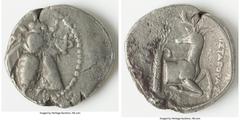 Ancients Greek IONIA. Ephesus. Ca. 4th century BC. AR tetradrachm (25mm, 14.7 gm, 12h). Choice Fine, edge chips, scratch. Ca. 340-325 BC, Aristagoras, magistrate. E-Φ, bee with straight wings seen fro