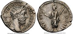 Ancients Roman Imperial Marcus Aurelius, as Augustus (AD 161-180). AR denarius (19mm, 11h). NGC XF. Rome, AD 172-173. M ANTONINVS-AVG TR P XXVII, laureate head of Marcus Aurelius right / IMP VI-COS II