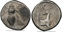 Ancients Greek IONIA. Ephesus. Ca. 4th century BC. AR tetradrachm (24mm, 1h). NGC Choice Fine. Ca. 360-350 BC, Poliselus, magistrate. E-Φ, bee with straight wings seen from above / ΠOΛYZHΛOΣ, forepart
