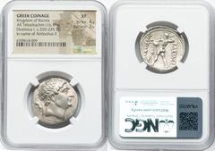 Ancients Greek BACTRIAN KINGDOM. Diodotus I/II, as Satrap (ca. 255-235 BC). AR tetradrachm (21mm, 16.59 gm, 6h). NGC XF 4/5 - 3/5. In the name of Antiochus II, First Diodotid Mint (Holt and Kritt's "M