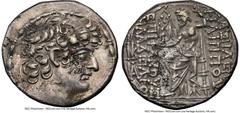Ancients Greek SELEUCID KINGDOM. Philip I Philadelphus (ca. 95/4-76/5 BC). AR tetradrachm (27mm, 15.80 gm, 1h). NGC Choice XF 4/5 - 2/5. Uncertain mint in Cilicia, ca. 94-87 BC. Diademed head of Phili