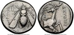 Ancients Greek IONIA. Ephesus. Ca. 4th century BC. AR tetradrachm (22mm, 14.90 gm, 1h). NGC Choice Fine. 4/5 - 3/5 Ca. 340-325 BC, Scythes, magistrate. E-Φ, bee with straight wings seen from above / Σ