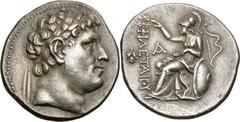 Pergamum Kingdom. Attalus I. 241-197 BC. Tetradrachm, 16.89g (2h). Mysia, Pergamum. Obv: Laureate head of Philetairos right. Rx: ΦΙΛΕΤAΙΡοΥ Athena enthroned left, holding wreath above king's name, lef