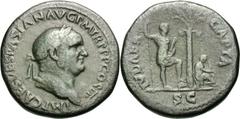 Vespasian. 69-79 AD. Sestertius, 26.35g (6h). Rome, 72-3 AD. Obv: IMP CAES VESPASIAN AVG P M TR P P P COS IIII Head laureate right. Rx: IVDAEA - CAPTA around, S C in exergue, Judaea seated right in at
