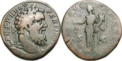 Pertinax. 193 AD. Sestertius, 22.64g (12h). Rome. Obv: IMP CAES P HELV - PERTINAX AVG Head laureate right. Rx: [AEQVI]T AVG - TR P COS II S - C Aequitas standing left holding scales and cornucopia. BM