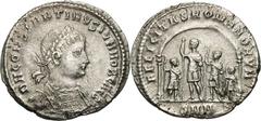 Constantine II as Caesar. 317-337 AD. Miliarense, 3.86g (1h). Nicomedia, 324-5 AD. Obv: D N CONSTANTINVS IVN NOB CAES Bust laureate, cuirassed right, seen from front, palm branch on strap of cuirass o