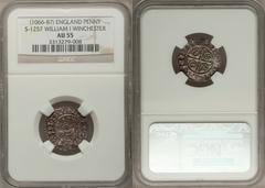 Norman Kings. William I, the Conqueror (1066-87) Penny ND, S1257, N848, PAXS type, AU55 NGC, full flan of good metal, no cracks or chips, excellent face and crown on the king, who appears to be scowli