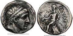 Ancients Greek SELEUCID KINGDOM. Antiochus I Soter (281-261 BC). AR hemidrachm (14mm, 5h). NGC Choice Fine, die shift, scratches. Diademed head of Antiochus I right, indeterminate to elderly portrait,