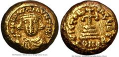 Ancients Byzantine Constans II Pogonatus (AD 641-668). AV solidus (11mm, 4.45 gm, 6h). NGC Choice VF 5/5 - 4/5. Carthage, Indictional Year 3 (AD 644/5). D N CONT-AVNTIN P, bust of Constans II facing, 