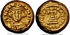Ancients Byzantine Constans II Pogonatus (AD 641-668). AV solidus (10mm, 4.42 gm, 7h). NGC Choice VF 5/5 - 3/5, edge marks, scuff. Carthage, Indictional Year 4 (AD 645/6). D N CON-STAtIN P, bust of Co