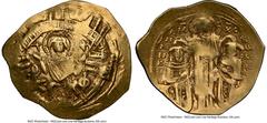 Ancients Byzantine Andronicus II Palaeologus and Michael IX (AD 1295-1320). AV/EL hyperpyron (23mm, 3.97 gm, 5h). NGC Choice VF 3/5 - 4/5. Constantinople, ca. AD 1294-1303. Half-length figure of the V