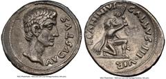 Ancients Roman Imperial Augustus (27 BC-AD 14), with L. Caninius Gallus, as Moneyer. AR denarius (19mm, 3.57 gm, 12h). NGC Choice VF 5/5 - 3/5, edge chip. Rome, 12 BC. AVGVSTVS, bare head of Augustus 
