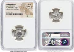 Ancients Roman Imperial Titus, as Augustus (AD 79-81). AR denarius (17mm, 3.19 gm, 6h). NGC Choice XF 5/5 - 4/5. Rome, after 1 July AD 79. IMP TITVS CAES VESPASIAN AVG P M, laureate head of Titus righ