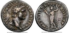 Ancients Roman Imperial Domitian, as Augustus (AD 81-96). AR denarius (19mm, 3.12 gm, 6h). NGC VF 5/5 - 3/5, brushed, inked collection number. Rome, AD 88-89. IMP CAES DOMIT AVG-GERM P M TR P VIII, la