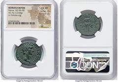 Ancients Roman Imperial Nerva (AD 96-98). AE as (26mm, 12.04 gm, 6h). NGC Choice VF 4/5 - 3/5. Rome, AD 97. IMP NERVA CAES AVG P M TR P COS III P P, laureate head of Nerva right / FORTVNA-AVGVST, Fort