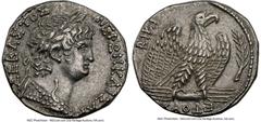 Ancients Roman Provincial SYRIA. Antioch. Nero (AD 54-68). AR tetradrachm (24mm, 15.16 gm, 12h). NGC AU 5/5 - 4/5. Dated Regnal Year 10 and Caesarean Era Year 112 (AD 63/4). NEPΩN KAIΣAP-ΣEBAΣTOΣ, lau