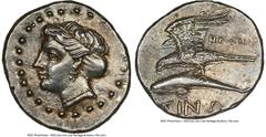 Ancients Greek PAPHLAGONIA. Sinope. Ca. late 4th century BC. AR drachm (19mm, 4.91 gm, 5h). NGC Choice AU 5/5 - 4/5, die shift. Eronu-, magistrate. Head of nymph left, wearing triple pendant earring, 