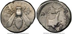Ancients Greek IONIA. Ephesus. Ca. 4th century BC. AR tetradrachm (24mm, 12h). NGC Choice Fine. Ca. 340-325 BC, Polyxelus, magistrate. E-Φ, bee with straight wings seen from above / ΠΟΛΥΞHΛOΣ, forepar