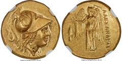 Ancients Greek MACEDONIAN KINGDOM. Alexander III the Great (336-323 BC). AV stater (19mm, 8.62 gm, 11h). NGC MS 5/5 - 4/5, light marks. Lifetime issue of uncertain mint in western Asia Minor, ca. 332-
