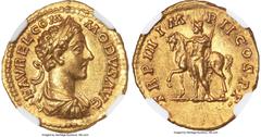 Ancients Roman Imperial Commodus, as Augustus (AD 177-192). AV aureus (21mm, 7.23 gm, 6h). NGC MS 5/5 - 4/5. Rome, AD 178. L•AVREL•COM-MODVS AVG, laureate, draped, and cuirassed bust of the youthful, 