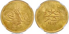Islamic Dynasties Ottoman Empire Ottoman Empire. Abdul Hamid II gold 500 Qirsh AH 1293 Year 1 (1876/1877) MS63 NGC, Misr mint (in Egypt), KM286, Fr-89, Pere-973. Marking the inaugural year of Abdul Ha