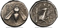 Ancients Greek IONIA. Ephesus. Ca. 4th century BC. AR tetradrachm (24mm, 15.02 gm, 12h). NGC Choice VF 5/5 - 3/5. Ca. 380-370 BC. Comes, magistrate. E-Φ, bee with straight wings seen from above / KOMH
