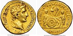 Ancients Roman Imperial Augustus (27 BC-AD 14). AV aureus (19mm, 7.87 gm, 4h). NGC VF 5/5 - 2/5, ex-jewelry, slight bend. Lugdunum, 2 BC-AD 4. CAESAR AVGVSTVS-DIVI F PATER PATRIAE, laureate head of Au