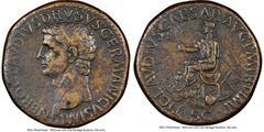 Ancients Roman Imperial Nero Claudius Drusus (died 9 BC). AE sestertius (34mm, 28.72 gm, 5h). NGC Choice VF 5/5 - 2/5, Fine Style, scratches. Rome, ca. AD 41-50(?). NERO CLAVDIVS DRVSVS GERMANICVS IMP