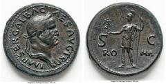 Ancients Roman Imperial Galba (AD 68-69). AE sestertius (33mm, 26.52 gm, 7h). Choice VF, altered surfaces. IMP SER GALBA C-AES AVG TR P, laureate, draped bust of Galba right / RO-MA, Roma standing fac