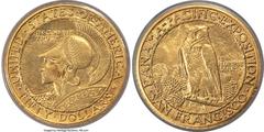 Commemorative Gold 1915-S $50 Panama-Pacific 50 Dollar Round MS63 PCGS. The Roman goddess Minerva, known as the deity of wisdom, arts, trade, and strategy, holds a significant place in the cultural an