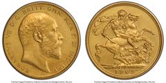 Great Britain Edward VII 11-Piece Certified gold & silver Set 1902 PCGS, 1) gold Matte Proof Sovereign - PR63, KM805, S-3969 2) gold Matte Proof 1/2 Sovereign - PR63, KM804, S-3974A 3) silver Matte Pr