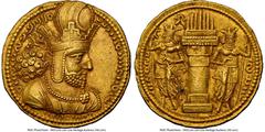 Ancients Oriental SASANIAN KINGDOM. Shahpur I (AD 240-272). AV dinar (20mm, 7.42 gm, 2h). NGC Choice AU 5/5 - 4/5. Mint I ("Ctesiphon"), Phase 2, ca. AD 260-272. Bust of Shahpur I right, wearing mural