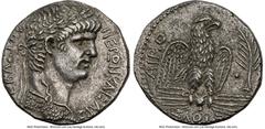 Ancients Roman Provincial SYRIA. Antioch. Nero (AD 54-68). AR tetradrachm (24mm, 15.09 gm, 1h). NGC Choice AU 4/5 - 4/5. Dated Caesarean Era Year 111 and Regnal Year 9 (AD 62/3). NERΩN KAIΣAP Σ-EBAΣTO