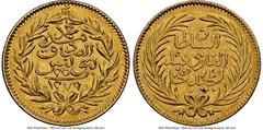 Islamic Dynasties Ottoman Empire Ottoman Empire. Abdul Mejid with Muhammad al-Sadiq Bey gold 25 Piastres AH 1276 (1859/1860) AU58 NGC, Tunis mint (in Tunisia), KM139. HID05401242017 © 2024 Heritage Au