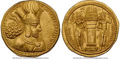 Ancients Greek SASANIAN KINGDOM. Shahpur (Sabuhr) I the Great (AD 240-272). AV dinar (23mm, 7.46 gm, 2h). NGC MS 5/5 - 4/5. Mint I ("Ctesiphon"), Phase 2, ca. AD 260-272. Draped bust of Shahpur I righ