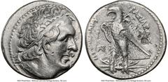 Ancients Greek PTOLEMAIC EGYPT. Ptolemy I Soter (305/4-282 BC). AR stater or tetradrachm (27mm, 1h). NGC Choice Fine, brushed, test marks, countermarks, graffito. Alexandria, from 294 BC. Diademed bus