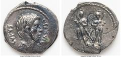 Ancients Roman Imperial L. Servius Rufus (ca. 43 BC). AR/AE fourrée denarius (19mm, 2.86 gm, 2h). AU, core visible, potentially unstable surfaces. Ancient forgery of Rome. L•SERVIVS-RVFVS, bare head o