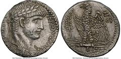 Ancients Roman Provincial SYRIA. Antioch. Nero (AD 54-68). AR tetradrachm (26mm, 15.25 gm, 1h). NGC AU 4/5 - 4/5, flan flaw. Dated Regnal Year 7 and Caesarean Era Year 109 (AD 60/1). NEPΩNOΣ KAIΣAPOΣ-