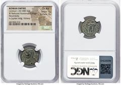 Ancients Roman Imperial Licinius I (AD 308-324). BI follis or reduced nummus (19mm, 3.63 gm, 7h). NGC Choice AU 5/5 - 4/5. Nicomedia, 3rd officina, ca. AD 317-320. IMP LICI-NIVS AVG, laureate, draped 