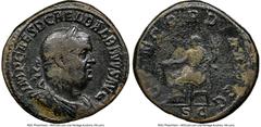 Ancients Roman Imperial Balbinus (April-July AD 238). AE sestertius (31mm, 12h). NGC Fine. Rome. IMP CAES D CAEL BALBINVS AVG, laureate, draped, and cuirassed bust of Balbinus right, seen from front /