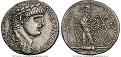 Ancients Roman Provincial SYRIA. Antioch. Nero (AD 54-68). AR tetradrachm (24mm, 12h). NGC XF. Dated Regnal Year 7 and Caesarean Era Year 109 (AD 60/1). NEPΩNOΣ KAIΣAPOΣ-ΣEBAΣTOY, laureate bust of Ner
