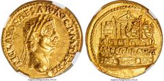Ancients Roman Imperial Claudius I (AD 41-54). AV aureus (19mm, 7.80 gm, 10h). NGC AU 5/5 - 3/5, scuff. Rome and Lugdunum, AD 43-44. TI•CLAVD•CAESAR•AVG•P•M•T•R•P•III, laureate head of Claudius I righ