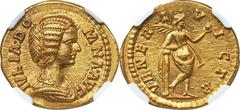 Ancients Roman Imperial Julia Domna (AD 193-217). AV aureus (20mm, 7.20 gm, 12h). NGC AU 5/5 - 4/5. Rome, AD 194. IVLIA•DO-MNA•AVG, draped bust of Julia Domna right, seen from front, wearing helmet-li