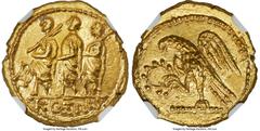 Ancients Roman Provincial SCYTHIA. Geto-Dacians. Coson (ca. after 54 BC). AV stater (18mm, 8.57 gm, 12h). NGC Choice MS S 5/5 - 5/5. Sarmatia, Olbia. KOΣΩN, Roman consul (L. Junius Brutus) walking lef