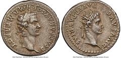Ancients Roman Imperial Gaius (Caligula) (AD 37-41), with Divus Augustus. AR denarius (19mm, 3.66 gm, 6h). NGC Choice VF S 5/5 - 3/5. Lugdunum, AD 37-38. C CAESAR•AVG•GERM•P•M•TR•POT, laureate head of