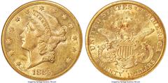 Liberty Double Eagles 1885-CC $20 AU58 NGC. Variety 1-A. The 1885-CC double eagle has a small mintage of only 9,450 coins. The Carson City Mint was operating under threat of closure due to a lack of b