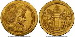 Ancients Oriental SASANIAN KINGDOM. Shahpur I (AD 240-272). AV dinar (22mm, 7.20 gm, 3h). NGC Choice AU 5/5 - 3/5, brushed. Mint I ("Ctesiphon"), Phase II, ca. AD 260-272. Draped bust of Shahpur I rig